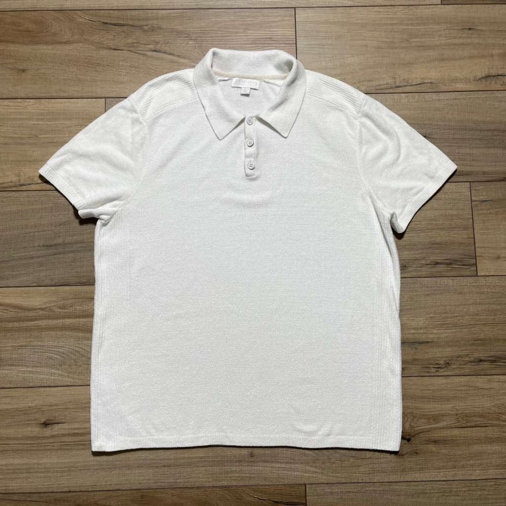 Barefoot Dreams Mens‎ CozyChic Ultra Lite Short Sleeve Polo XL Sea Salt White